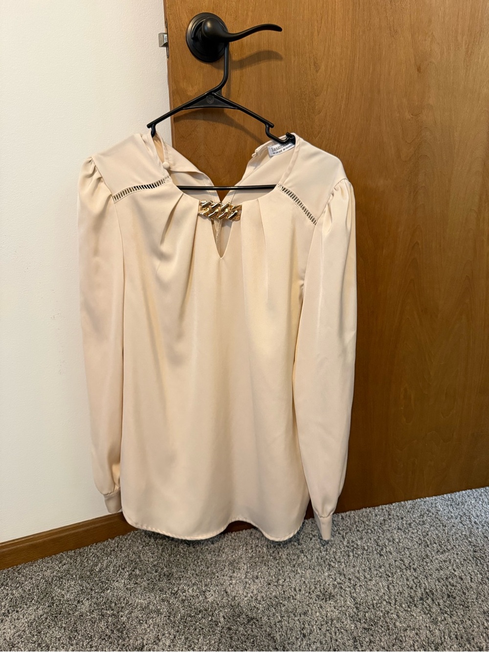 Elegant Cream Blouse with Gold Accent
